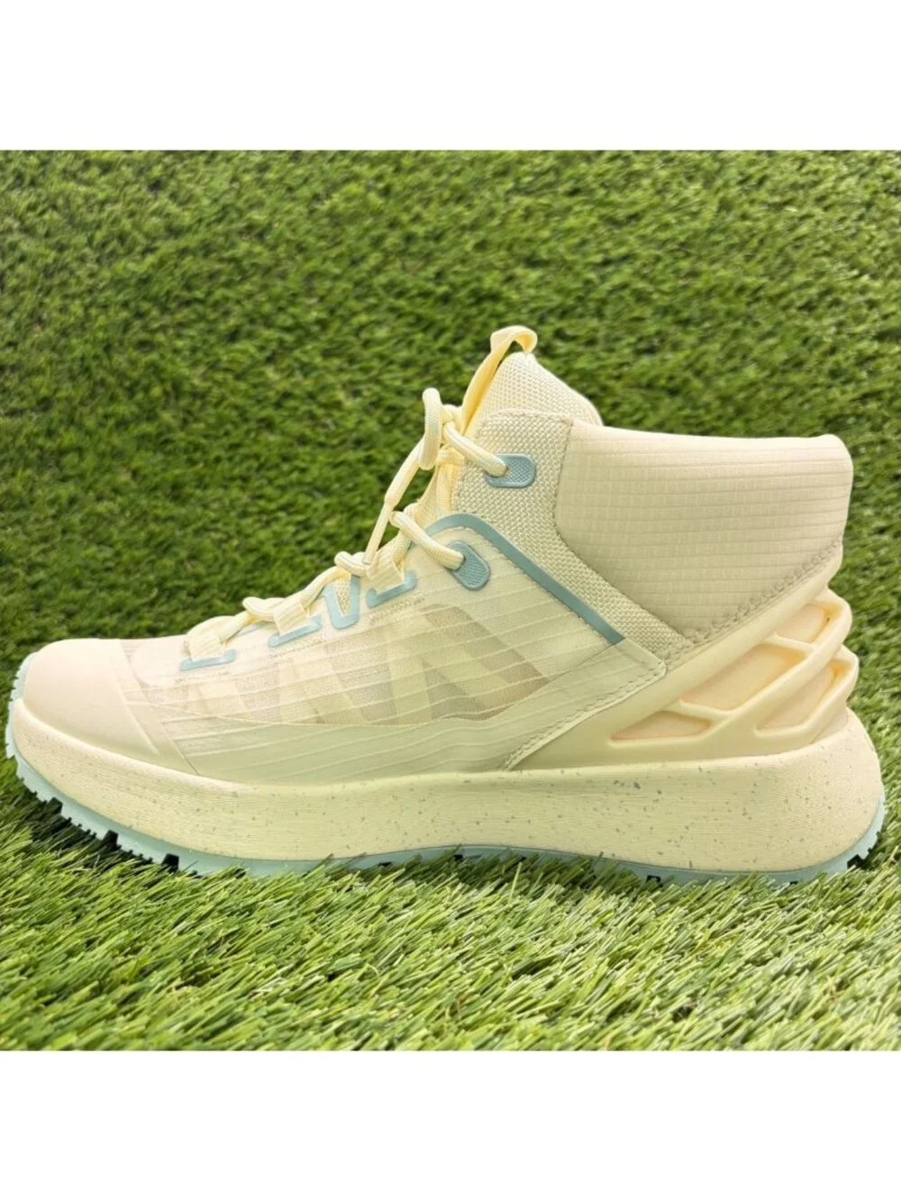 Kizik Wasatch Mid Mens Size 8.5EE Cream Blue Outdoor Hands Free Hiking Boots